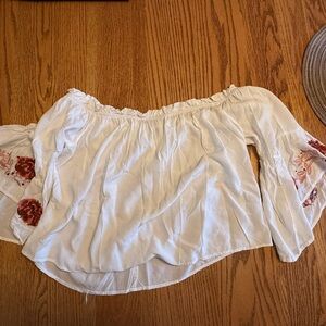 Charlotte Russe White bell bottom crop top